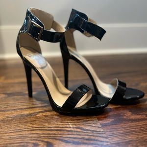 Patent Black Leather Strappy Heels Size 10